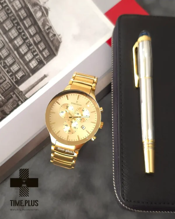 ساعت مچی مردانه رومانسون مدل کرنوگراف طلایی