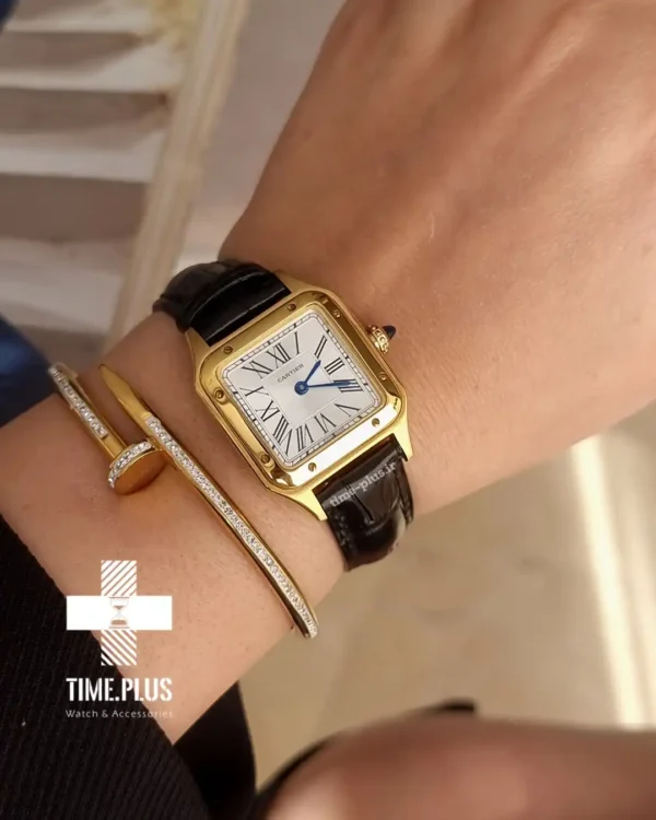 ساعت مچی زنانه کارتیه مدل سانتوز دومونت طلایی