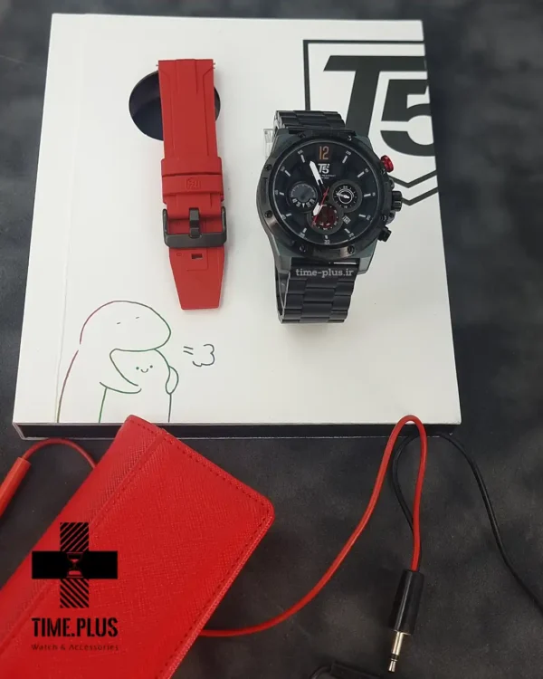 ساعت مچی مردانه T5 مدل 3867G مشکی و سرمه ای