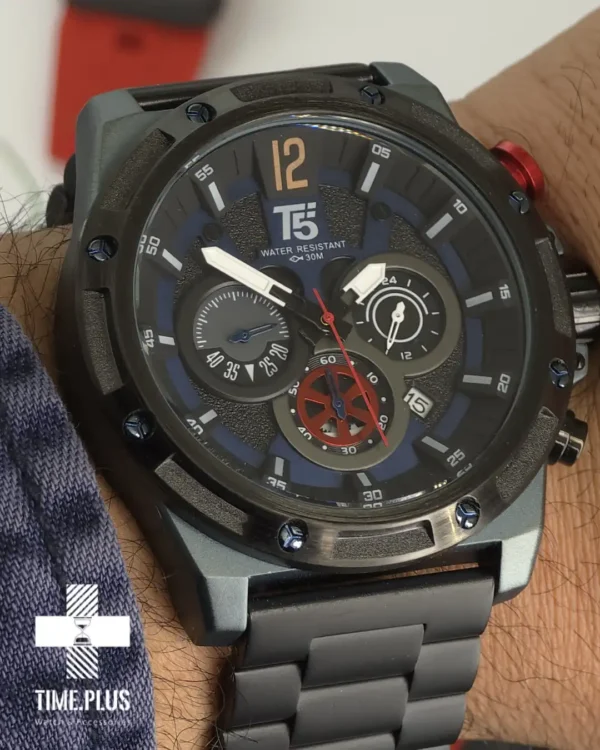 ساعت مچی مردانه T5 مدل 3867G مشکی و سرمه ای