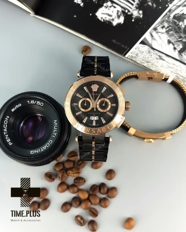 ساعت مچی مردانه ورساچه مشکی و رزگلد
