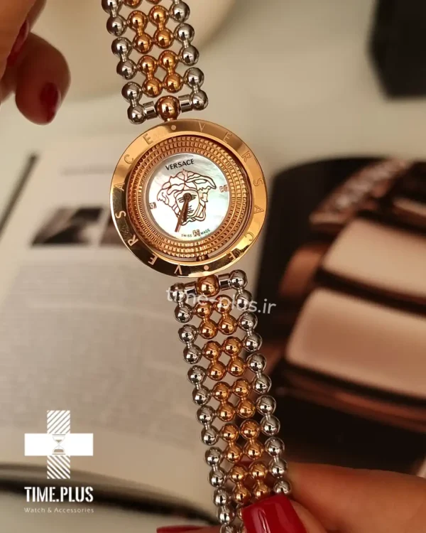 ساعت مچی زنانه ورساچه مدل گردان نقره ای و رزگلد