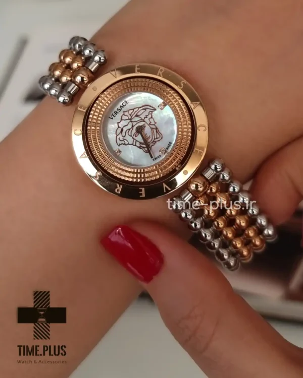 ساعت مچی زنانه ورساچه مدل گردان نقره ای و رزگلد