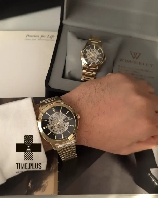 ساعت مچی ست زنانه و مردانه ویمبرلی مدل مدل ساعت زنانه : WB-AS220L-G, مدل ساعت مردانه : WB-AS220G-G مشکی طلایی