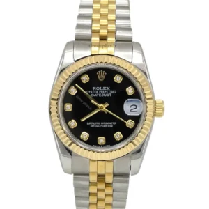 ساعت مچی زنانه رولکس مدل دیت جاست نقره ای و طلایی