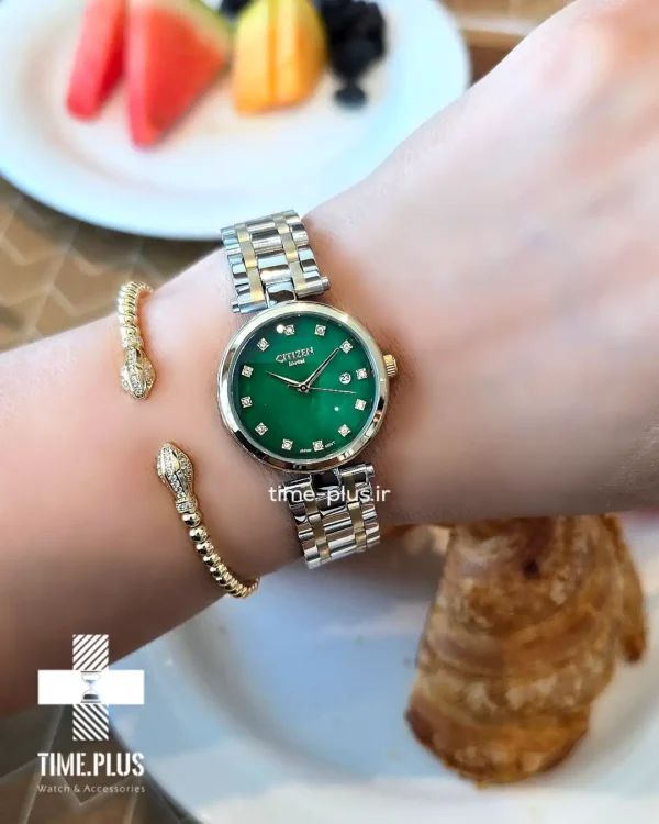 ساعت مچی زنانه سیتی زن مدل تیسوتی تقویم 3 نقره ای طلایی