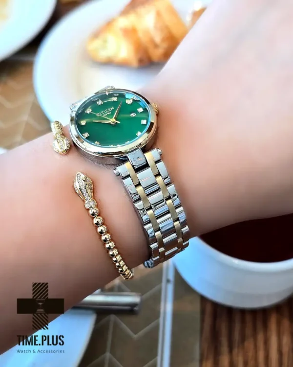 ساعت مچی زنانه سیتی زن مدل تیسوتی تقویم 3 نقره ای طلایی