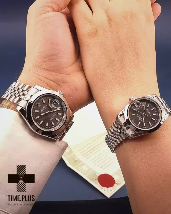 ساعت مچی ست زنانه و مردانه رولکس نقره ای