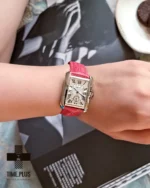 ساعت مچی زنانه کارتیه مدل تانک امریکانا صورتی